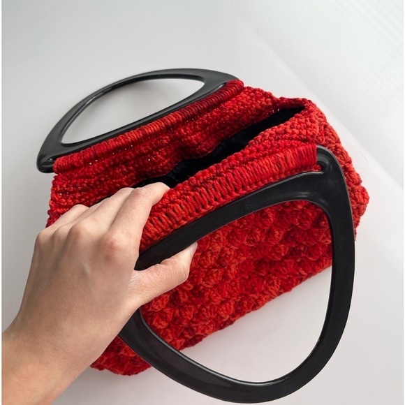 Vintage 70s Crochet Knitted Handbag Purse - Picture 8 of 10